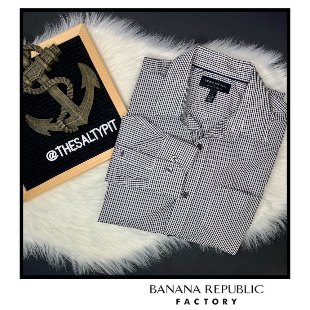 NWOT Men’s Banana Republic No- Iron, Classic Fit LSBD, Sz S (14-14.5)